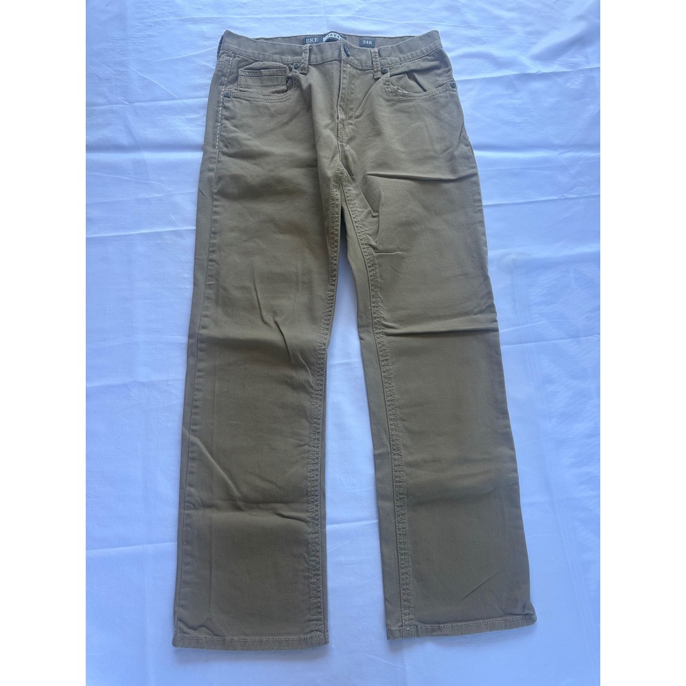 BKE Casuals Jake Khaki Tan Straight Leg Stretch Pants Mens 34R 34 x 32